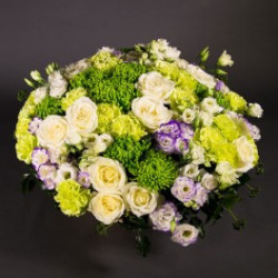 Coussin rond blanc et vert