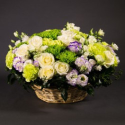 Coussin rond blanc et vert